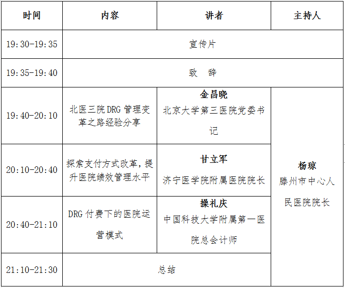 【预告】7月28日DRGs支付改革下的医院管理 系列论坛（第一期）即将开播