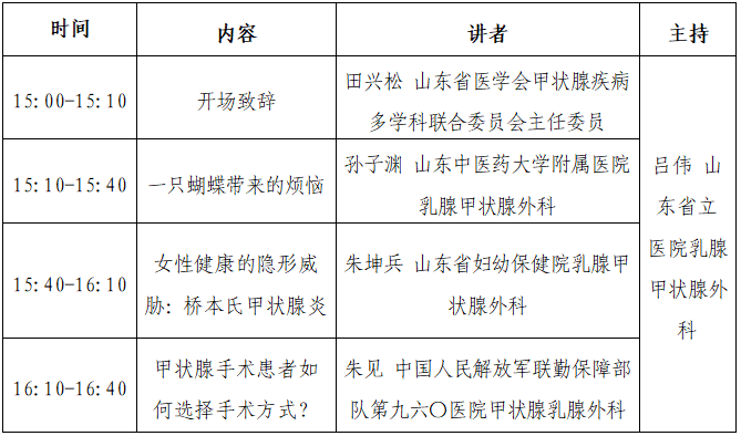 【预告】12月16日（周五）15：00山东省医学会“呵护甲状腺，关爱女性健康”科普讲座即将开播