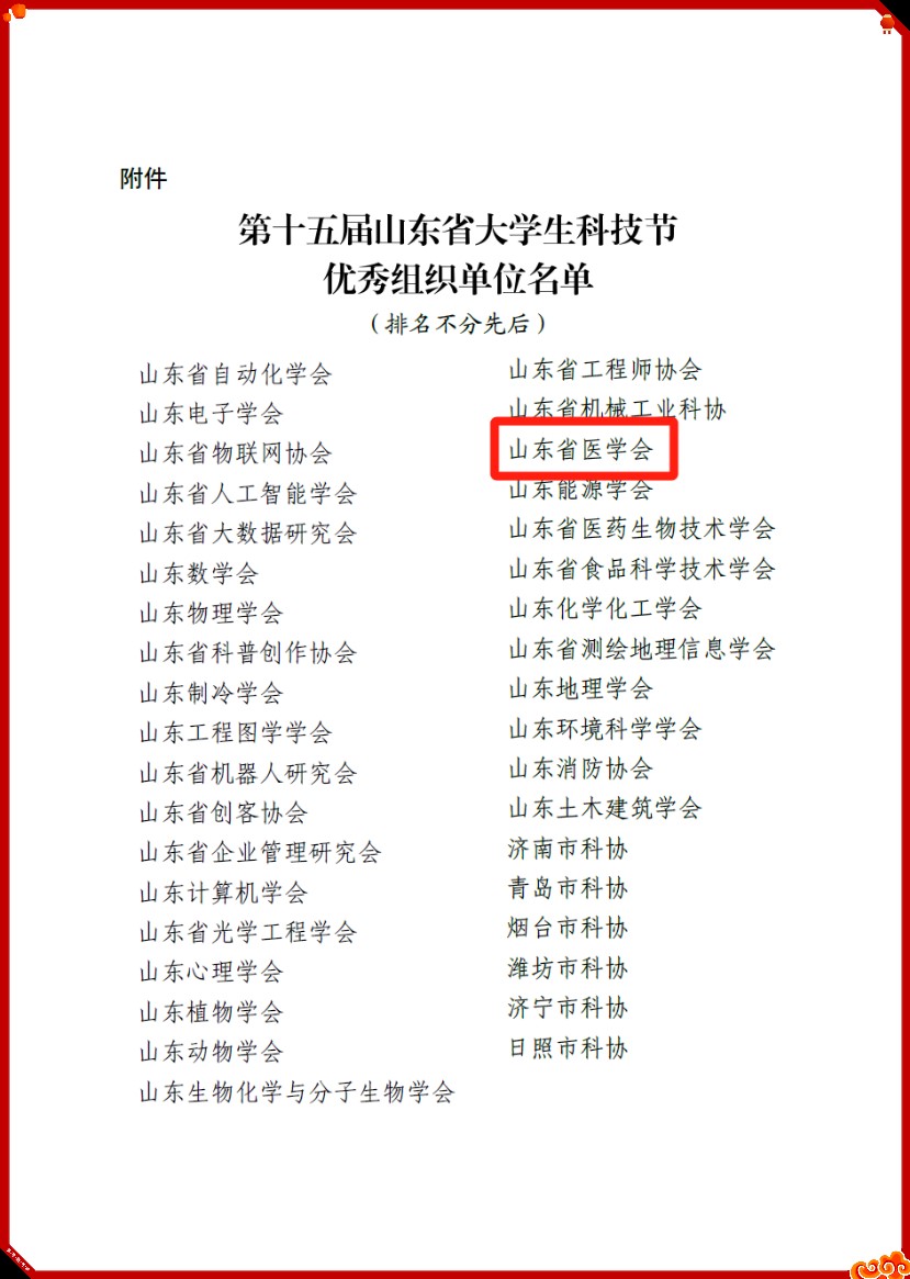 我会荣获“第十五届山东省大学生科技节优秀组织单位”荣誉称号